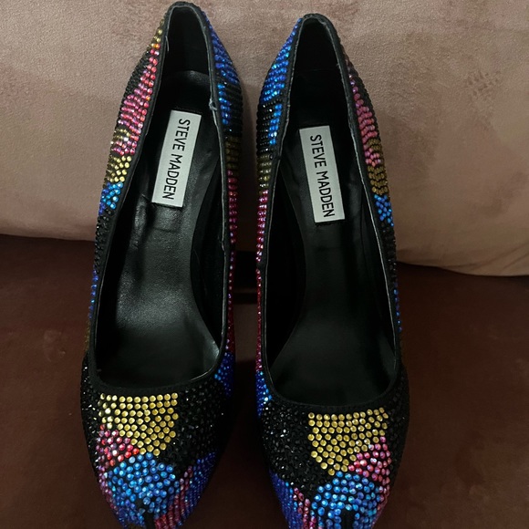 Steve Madden Dyvinal Bright Multicolor Rhinestone Heels Size 7 - Picture 2 of 10
